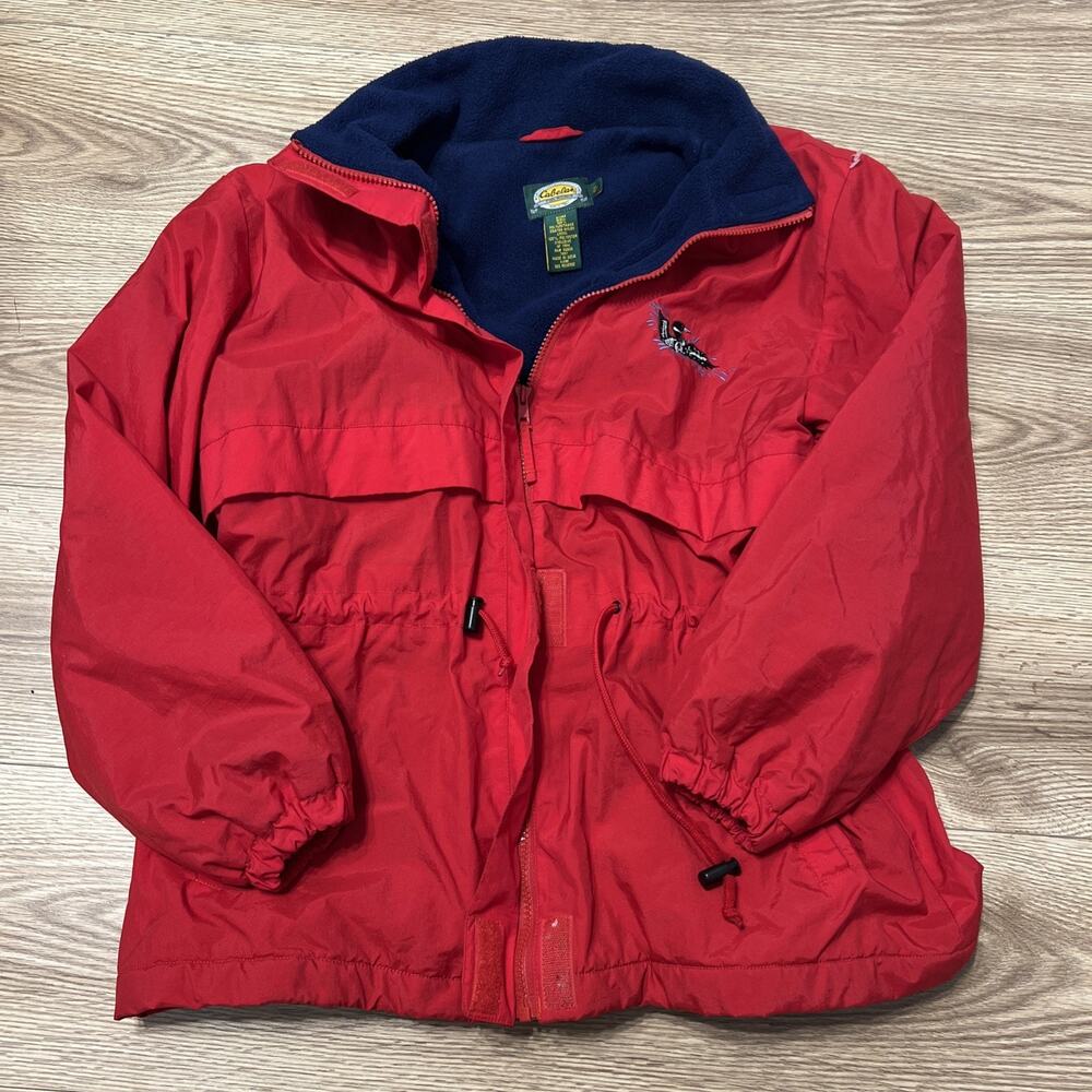 Cabela's Women’s Red Zip Up Fleece Jacket Duck Embroidered Size Medium